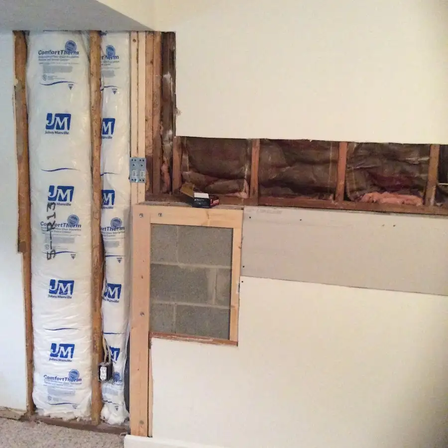 Wall insulation replacement during Basement Flood Cleanup in Haddon